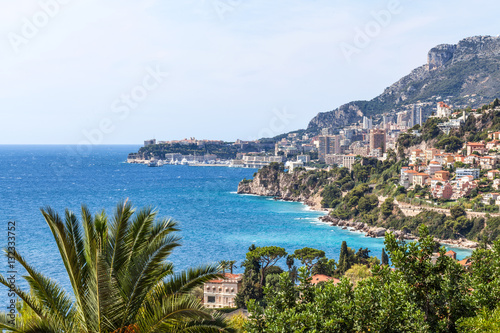 View to Monte Carlo and Larvotto in Monaco  French Riviera  Fran