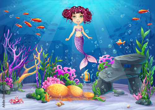 Beautiful brunette mermaid