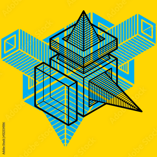 Abstract three-dimensional shape, vector design cube element.