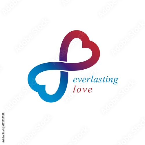 Love Forever conceptual logo, vector symbol created with infinit