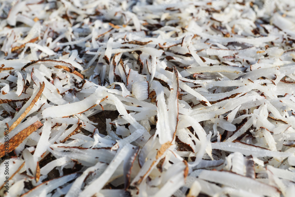 Desiccated coconut, Selective focus. Desiccated coconut, Selective focus.