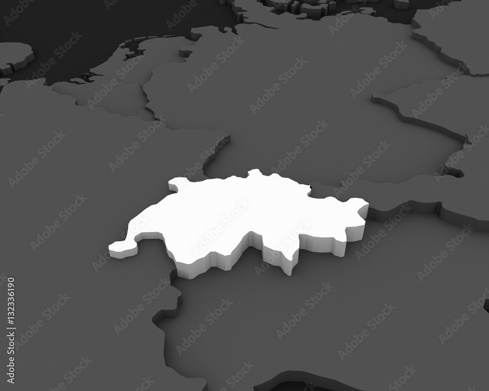 switzerland map 3D illustration