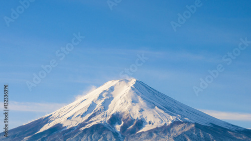The peak of Fuji mountain in winter season  Japan