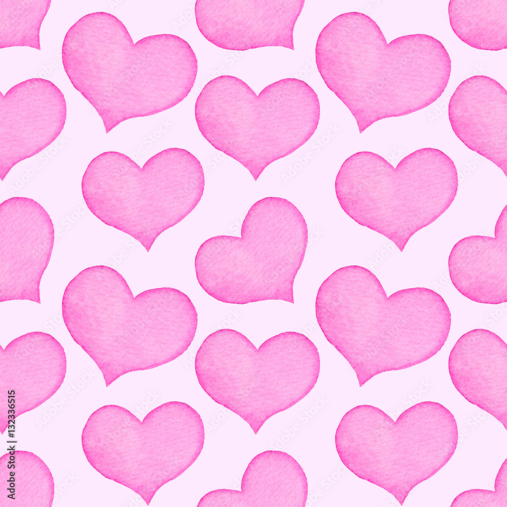 Hearts. Seamless watercolor pattern