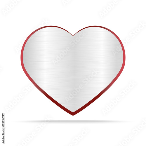 Silver heart on white background
