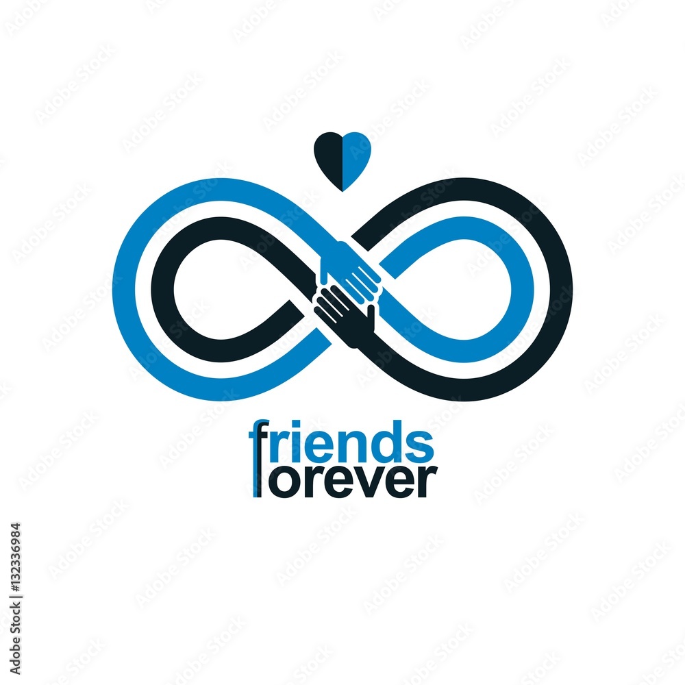 Infinity sign with two hands touching each other, infinite frien Infinity sign with two hands touching each other, infinite frien