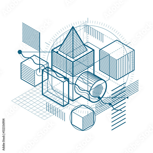 Abstract background with isometric lines, vector illustration. T photo