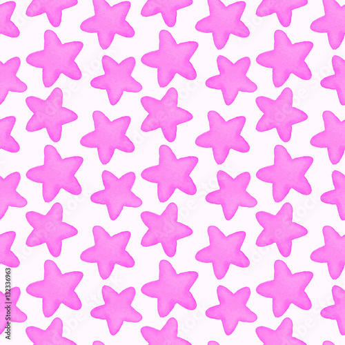 Stars. Seamless watercolor pattern © runlenarun
