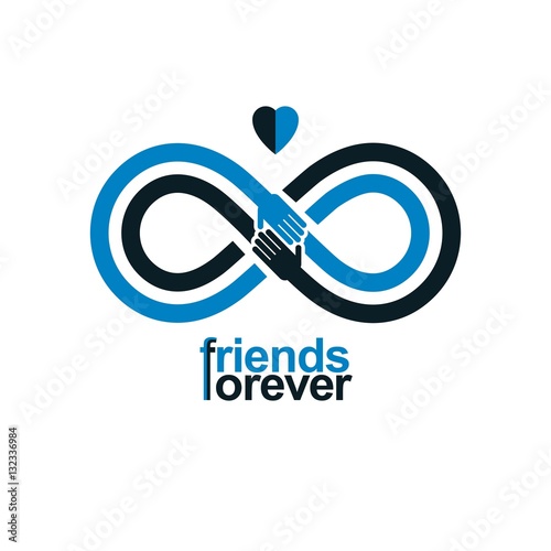Infinity sign with two hands touching each other, infinite frien