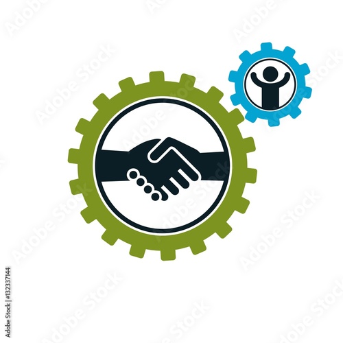 Successful Business creative logo, handshake deal sign, vector c