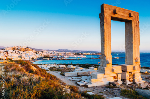 Murais de parede Portara, ruins of temple of Apollo on Naxos island, Cyclades archipelago, Greece