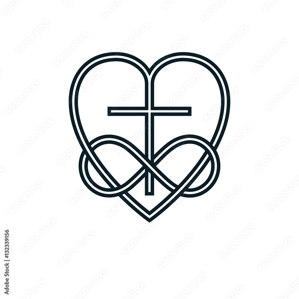 Obraz premium Immortal God Christian Love conceptual logo design combined with