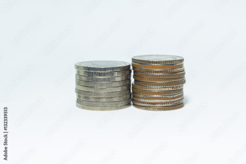 coin stack with white background, money growth coin stack with white background, money growth