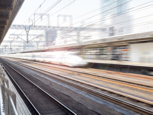 Fast speed motion blur railway in Japan