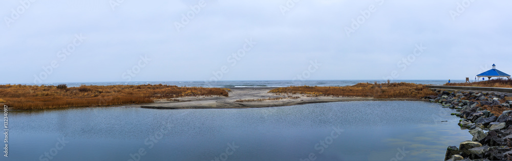 North Wildwood NJ seaside area on beach looking into ocean. North Wildwood NJ seaside area on beach looking into ocean.