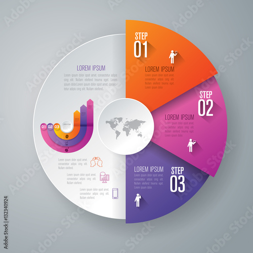 Infographic design vector and business icons with 3 options.