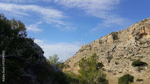 Sky and rocks scenery, Mediterranean nature landscape, Carmel national park