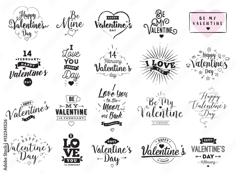 Happy Valentines day typography. Vector design. - obrazy, fototapety, plakaty 