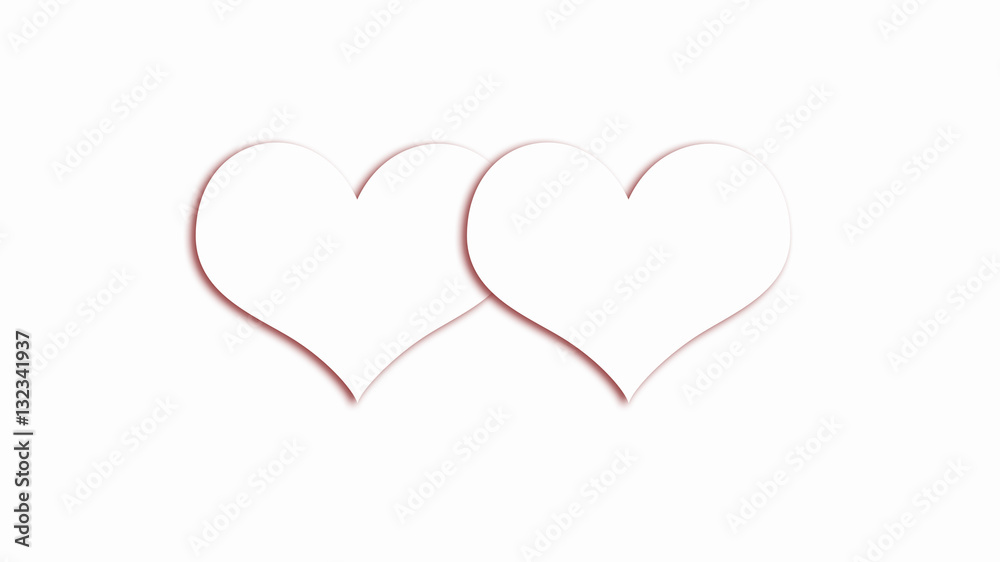 two white heart shape silhouettes isolated on white background two white heart shape silhouettes isolated on white background