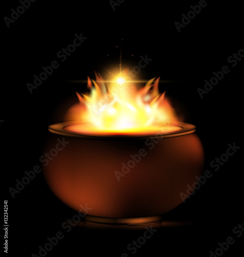 dark and burning pot