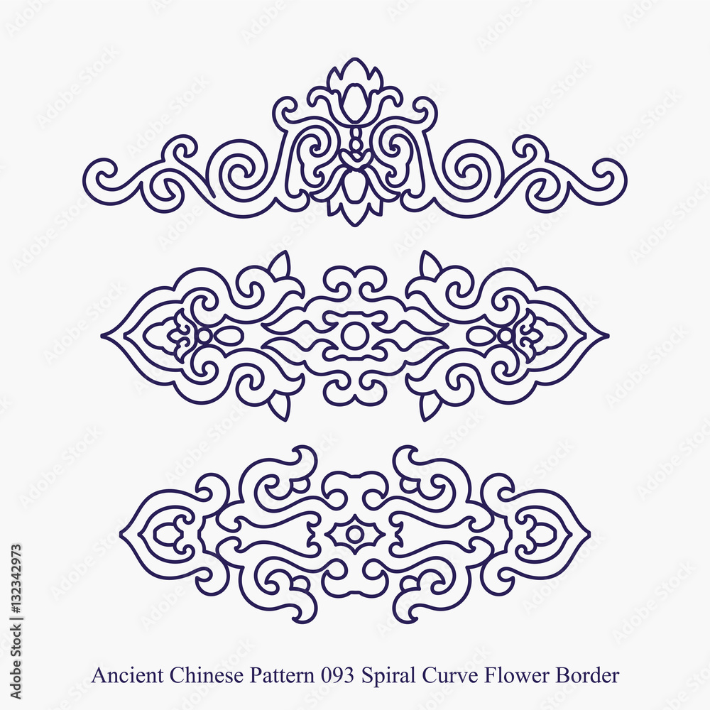 Ancient Chinese Pattern of Spiral Curve Flower Border Ancient Chinese Pattern of Spiral Curve Flower Border