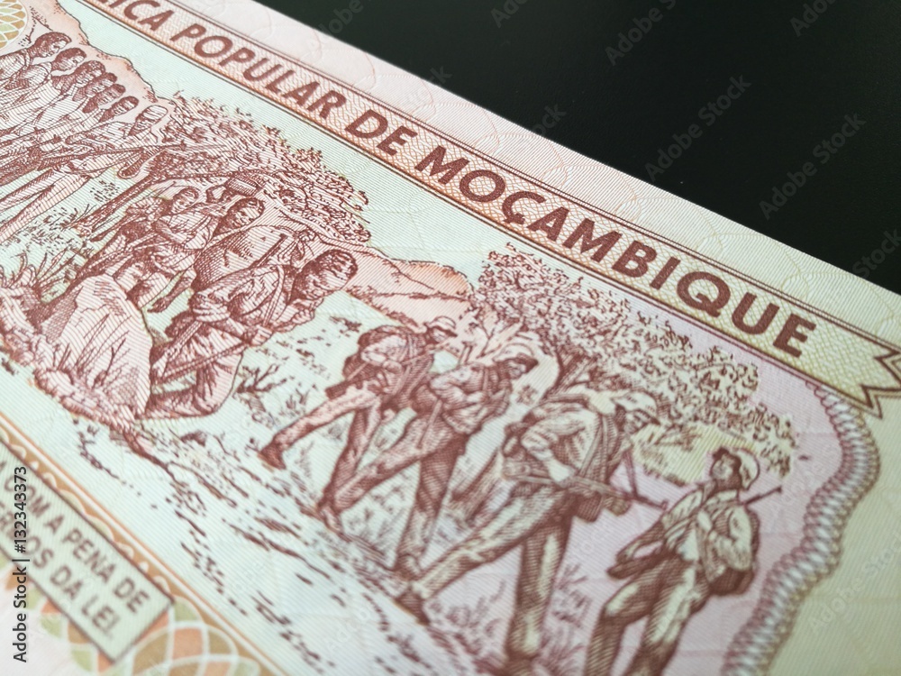 Mozambican Metical, Mozambique paper bank note, Mocambique money