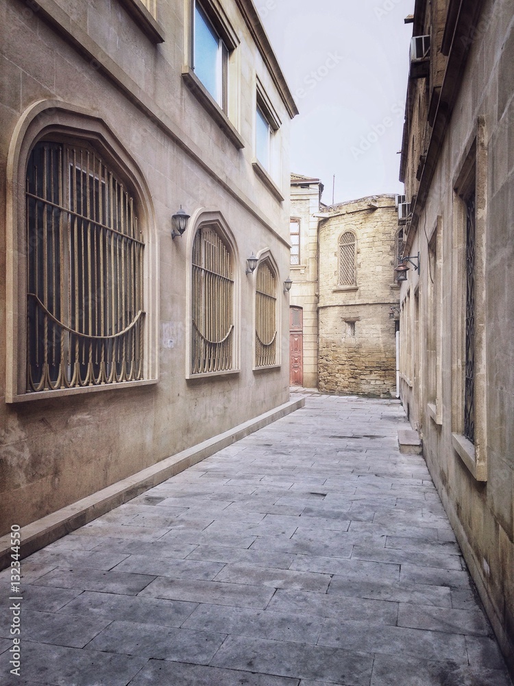 Narrow street in an old town of Baku, Azerbaijan