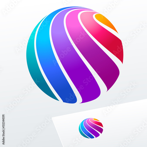 Vector colorful sign in sphere shape. Logo for Business, Technology, Corporation.