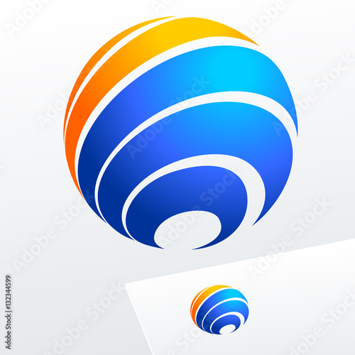 Abstract vector sign in sphere shape. Logo for Business, Tourism, Travel