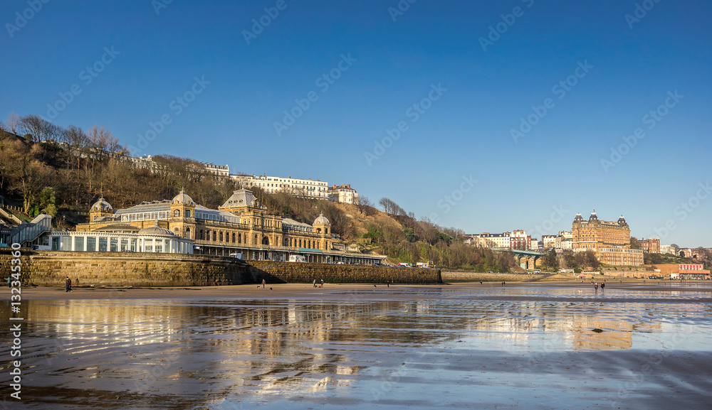 Looking across Scarborough beach in Yorkshire England