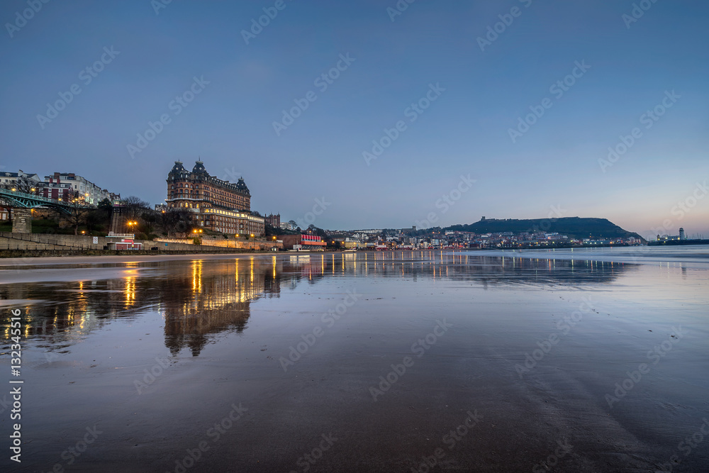 Looking across the beach in Scarborough in Yorkshire