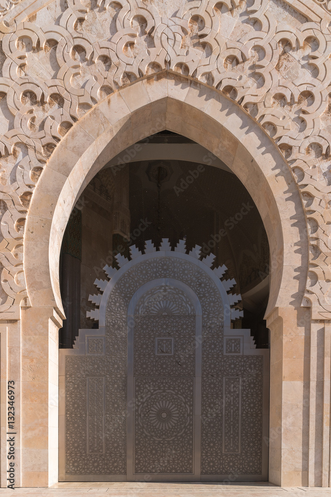 Detail of Hassan II Mosque in Casablanca, Morocco
