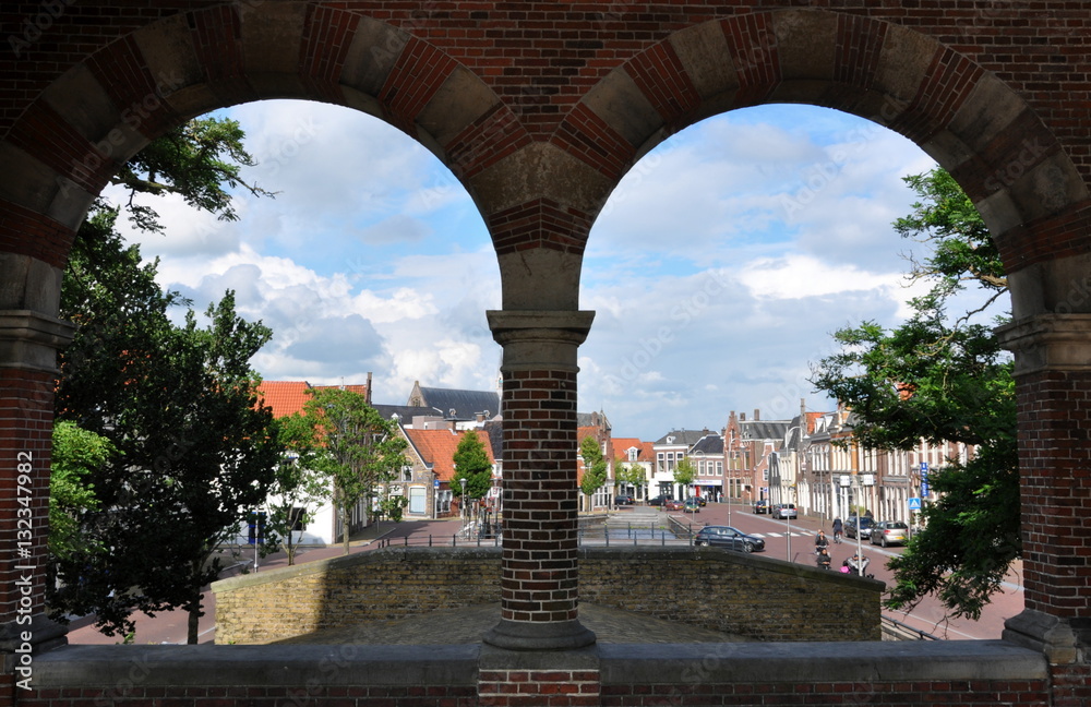 View from Sneek watergate in Friesland, North Holland