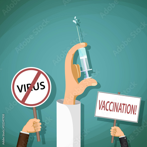 Doctor holding a syringe with an injection. Prevention of viral