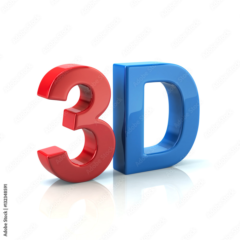 3d illustration of red and blue 3D word 3d illustration of red and blue 3D word
