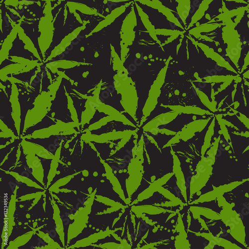 Wallpaper Mural Cannabis leafs - seamless pattern Torontodigital.ca