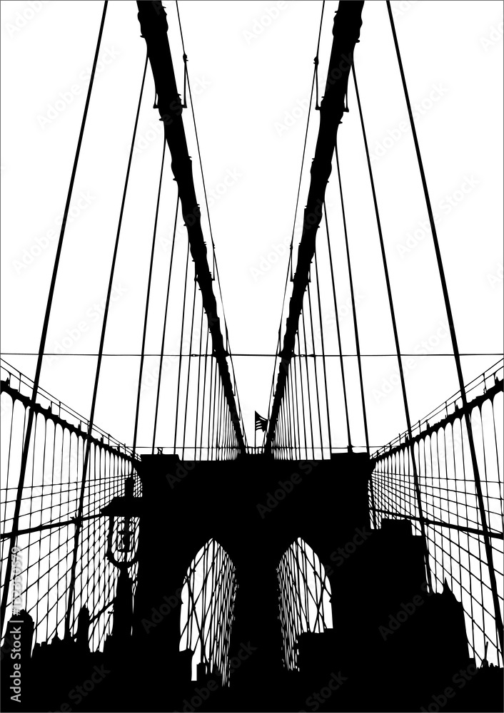 Fototapeta premium Brooklyn Bridge silhouette vector illustration.