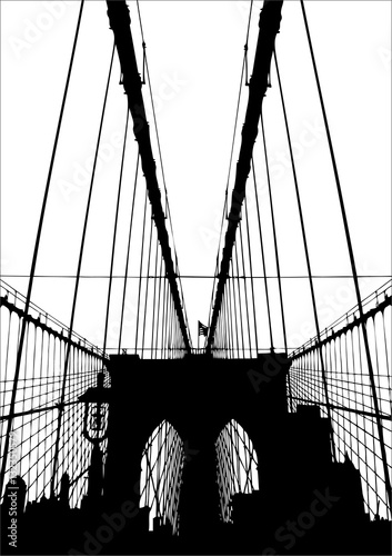 Brooklyn Bridge silhouette vector illustration.