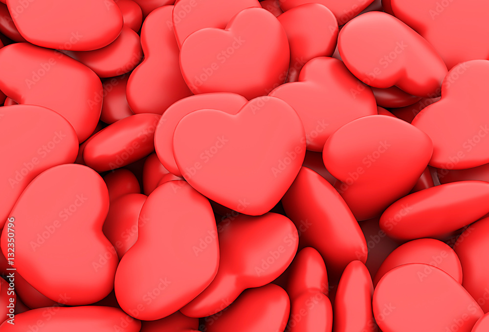 3D Saint Valentine Red Heart Romantic Passion Background Illustr