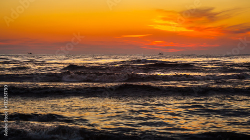 seiner on a Black Sea  beautiful sunset  Poti  Georgia