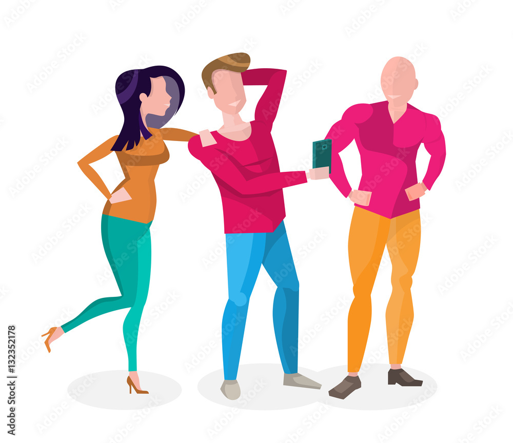 Three People Talking. Vector Isolated Illustration on White Background. Three People Talking. Vector Isolated Illustration on White Background.