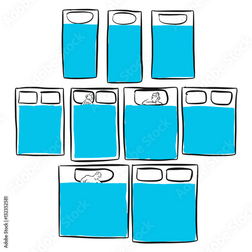 Verschiedene Bettgrößen, Blaue Serie