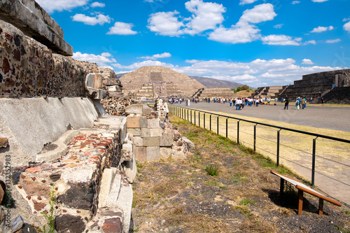 View of the Pyramid of the Moon and the Avenue of the Dead at Teotihuacan in Mexico