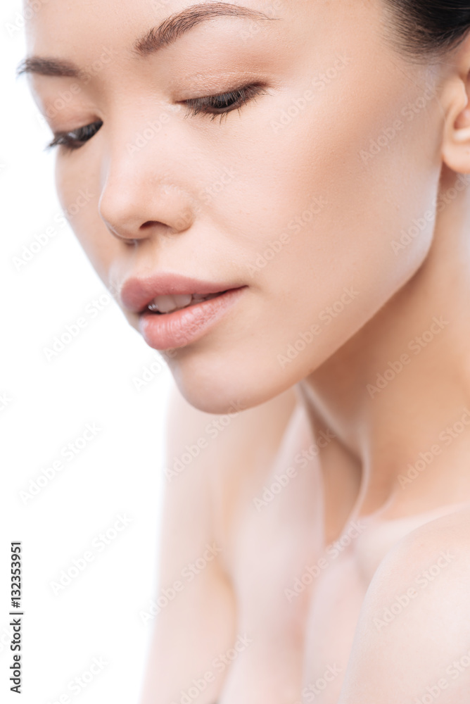 Pretty attractive woman having nude makeup Pretty attractive woman having nude makeup