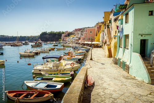 Colorful Corricella village on Procida Island in Italy