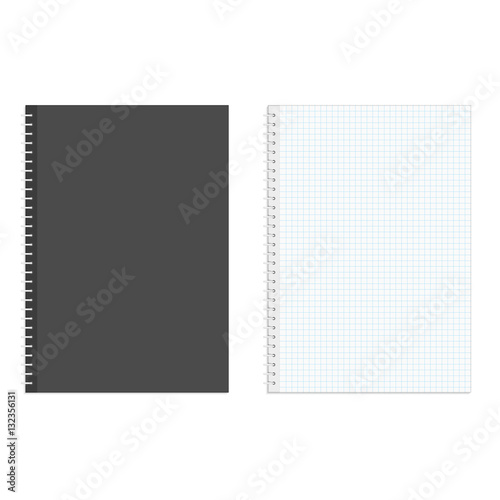 Blank realistic spiral squared notebook.