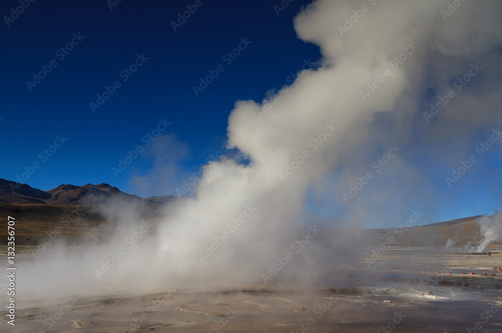 Eruption of geyser at El Tatio