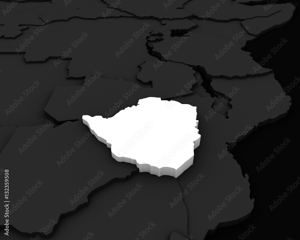 zimbabwe map 3D illustration zimbabwe map 3D illustration