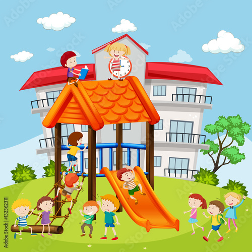 Students playing at the playground in school