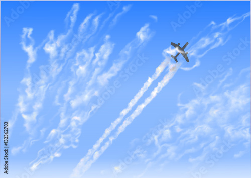 Airplane in the sky background